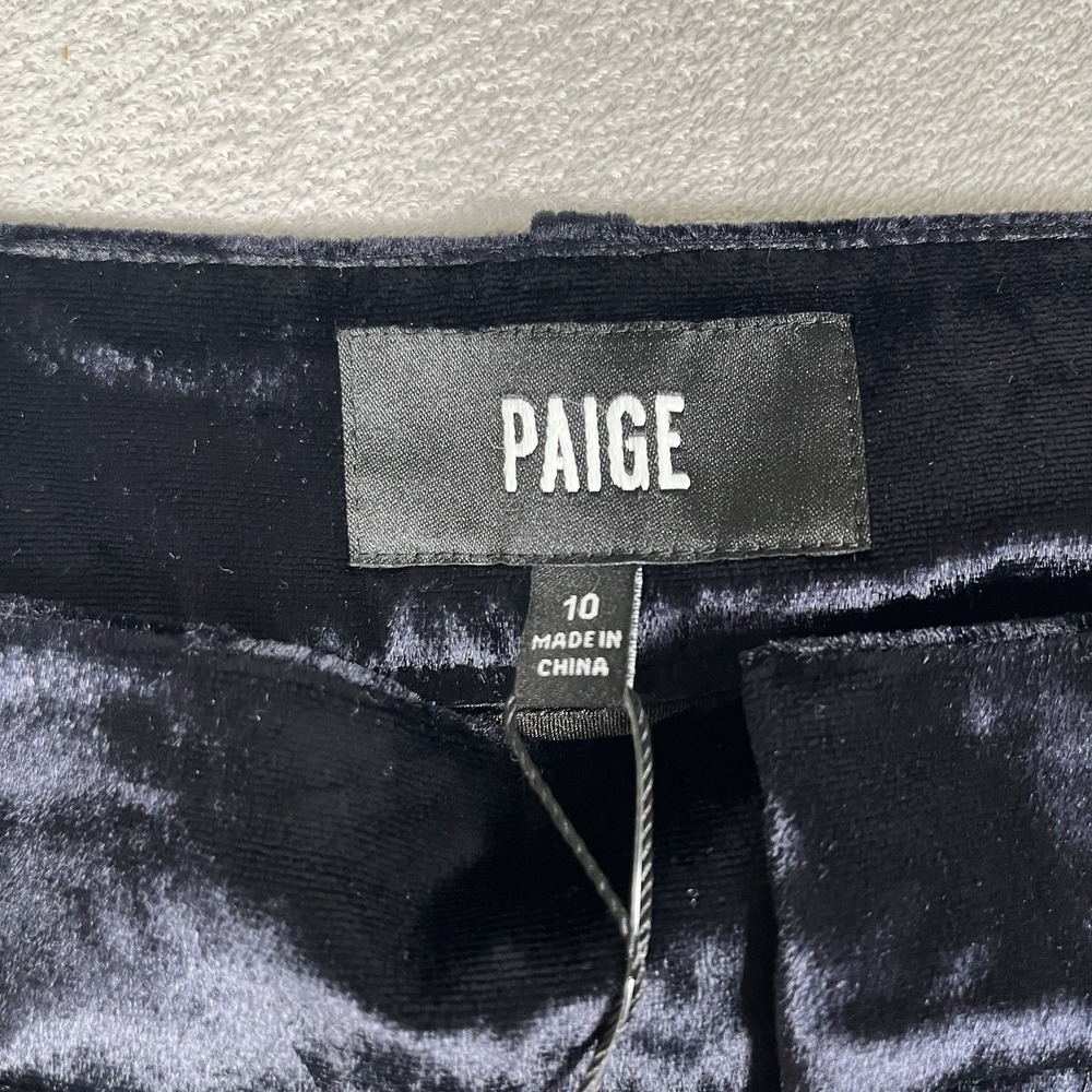 NWT-Paige Chateau Wide Leg Trouser Pant Women's 10 Midnight High Waist Velvet - Picture 2 of 11